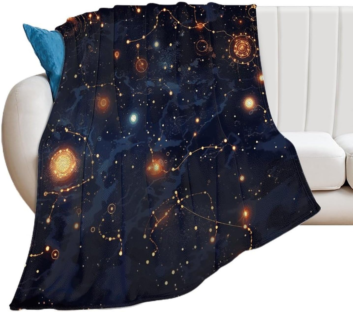 Star Constellation Map Blanket Super Soft Lightweight Throw Blanket Cute Cozy Warm Bed Blanket Decorative Fuzzy Blanket All-Season Home Decor Gift for Sofa Couch Living Room 50"*60"（130 * 150cm）