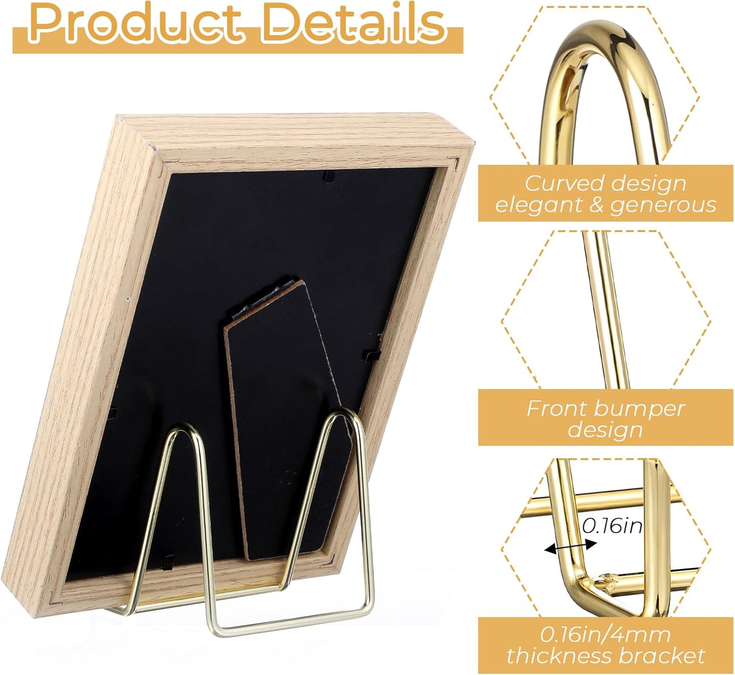 12 Pieces Gold Plate Stands for Display, Decorative Plate Holder Metal Easel Stand for Pictures, Photos, Books, Artwork - 3.1 Inch H, Sturdy Iron, Perfect for Home Office Kitchen