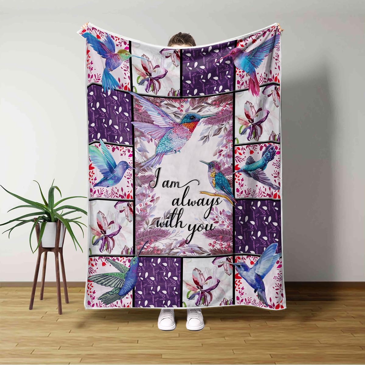 I Am Always with You Hummingbird Blankets Soft Warm Fleece Hummingbird Throw Blankets for Kids and Adults Hummingbird Gifts for Women and Girls