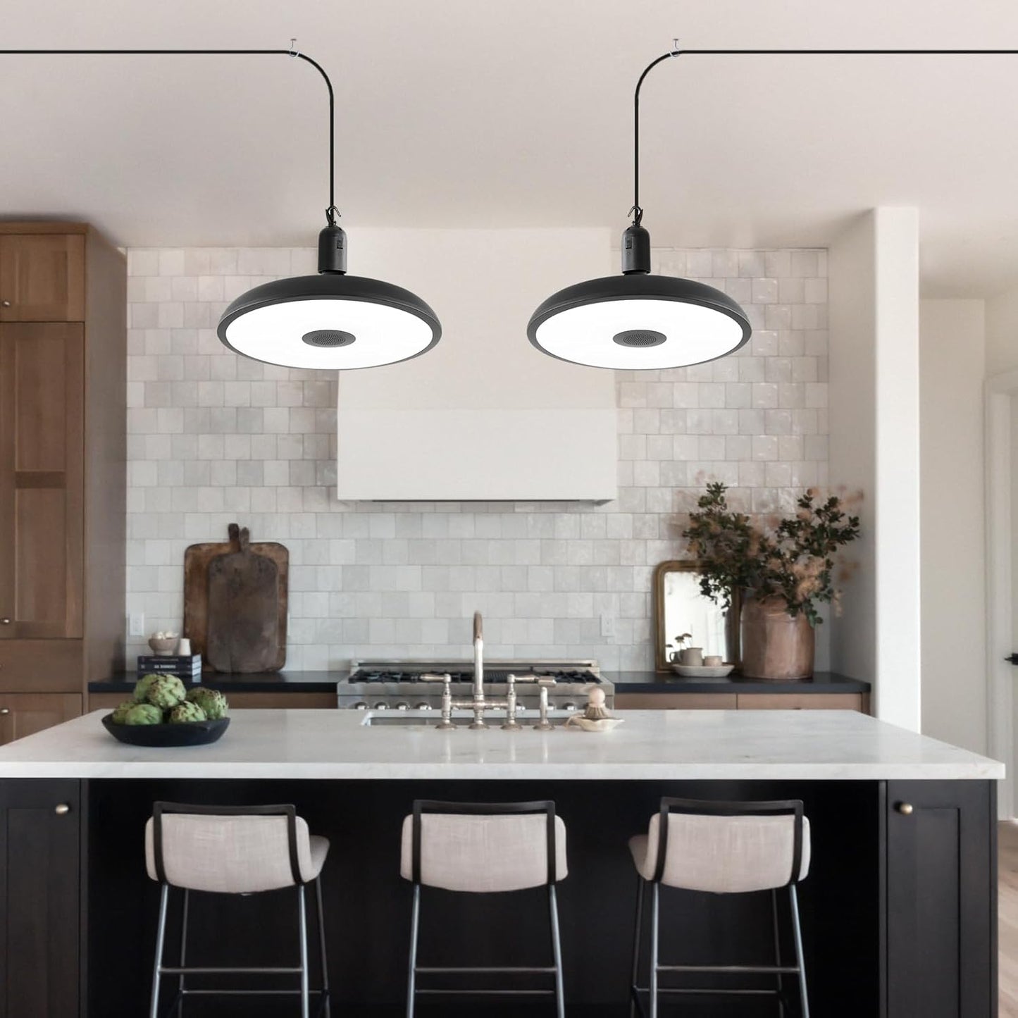 HOREVO Plug in Pendant Light Hanging Lamp Fixture for Kitchen Island 18W Farmhouse Adjustable Pendant Lighting with Color Change for Kitchen, Bar, Dining Room, Bedroom, Living Room, Entryway, Garage