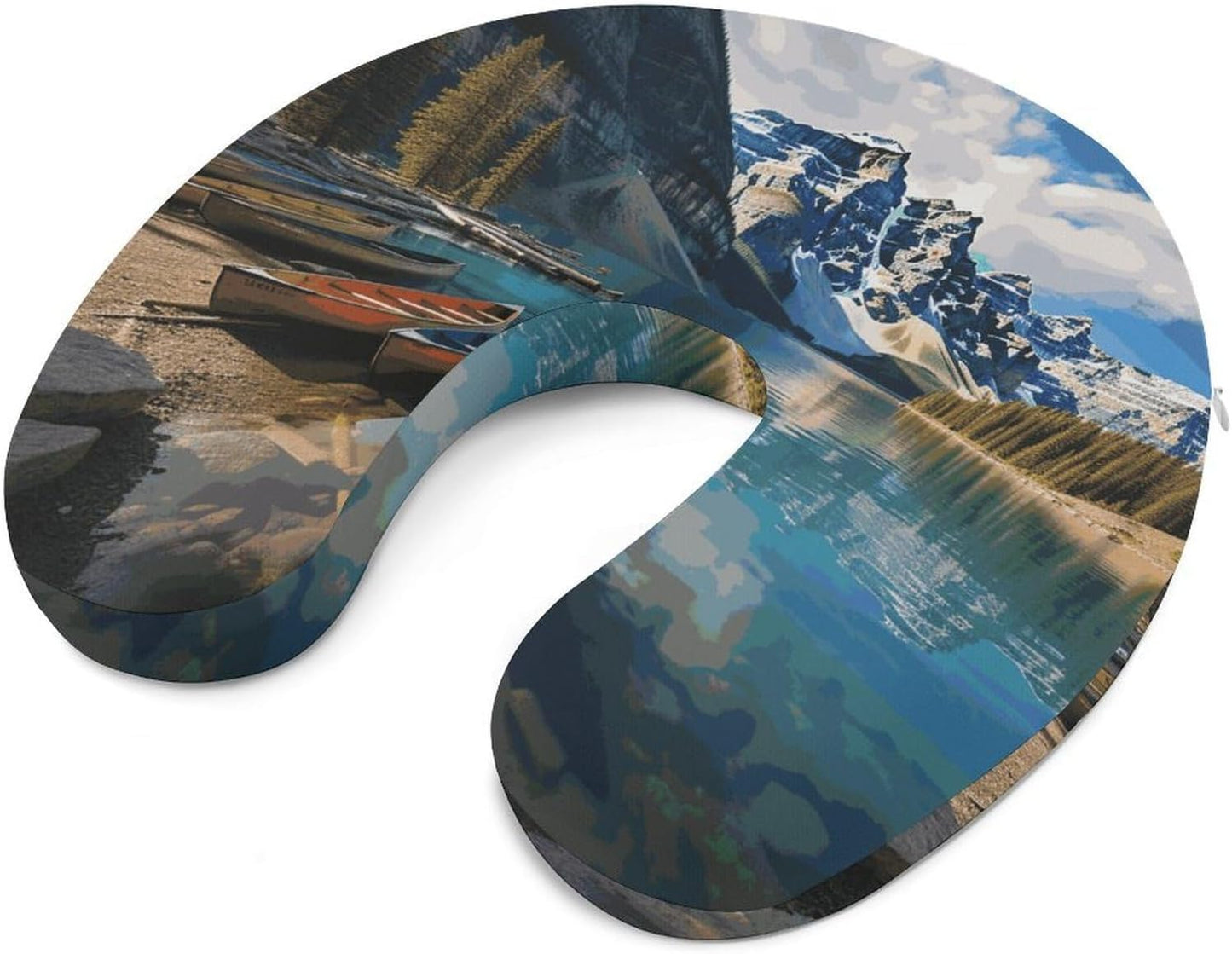 Moraine Lake Canoes Neck Pillow Memory Foam U Shaped Pillows Portable Pillows for Shoulder Travel Head Support Pillow with Concealed Zipper for Airplane Car Home Office