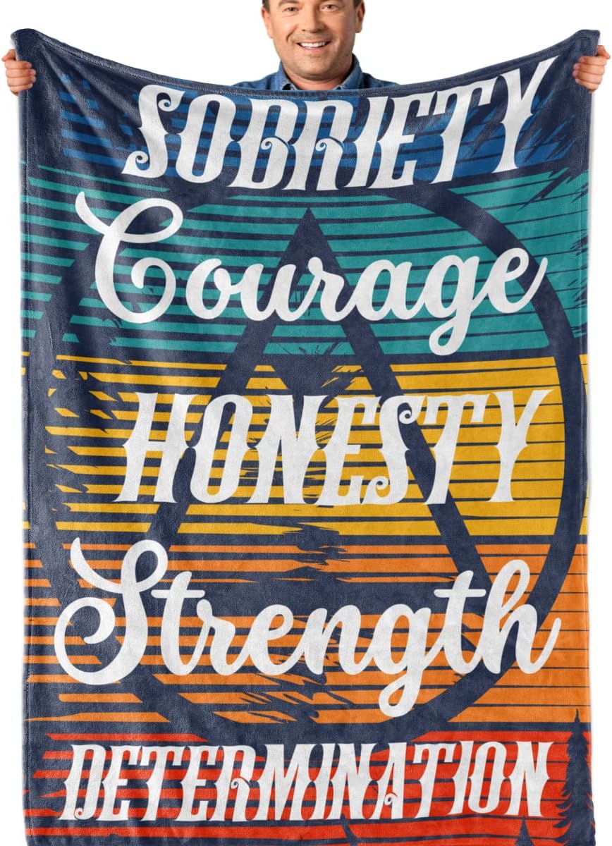InnoBeta Sobriety Blanket - Flannel Throw for Women & Men, AA Gifts - 50"x 65"