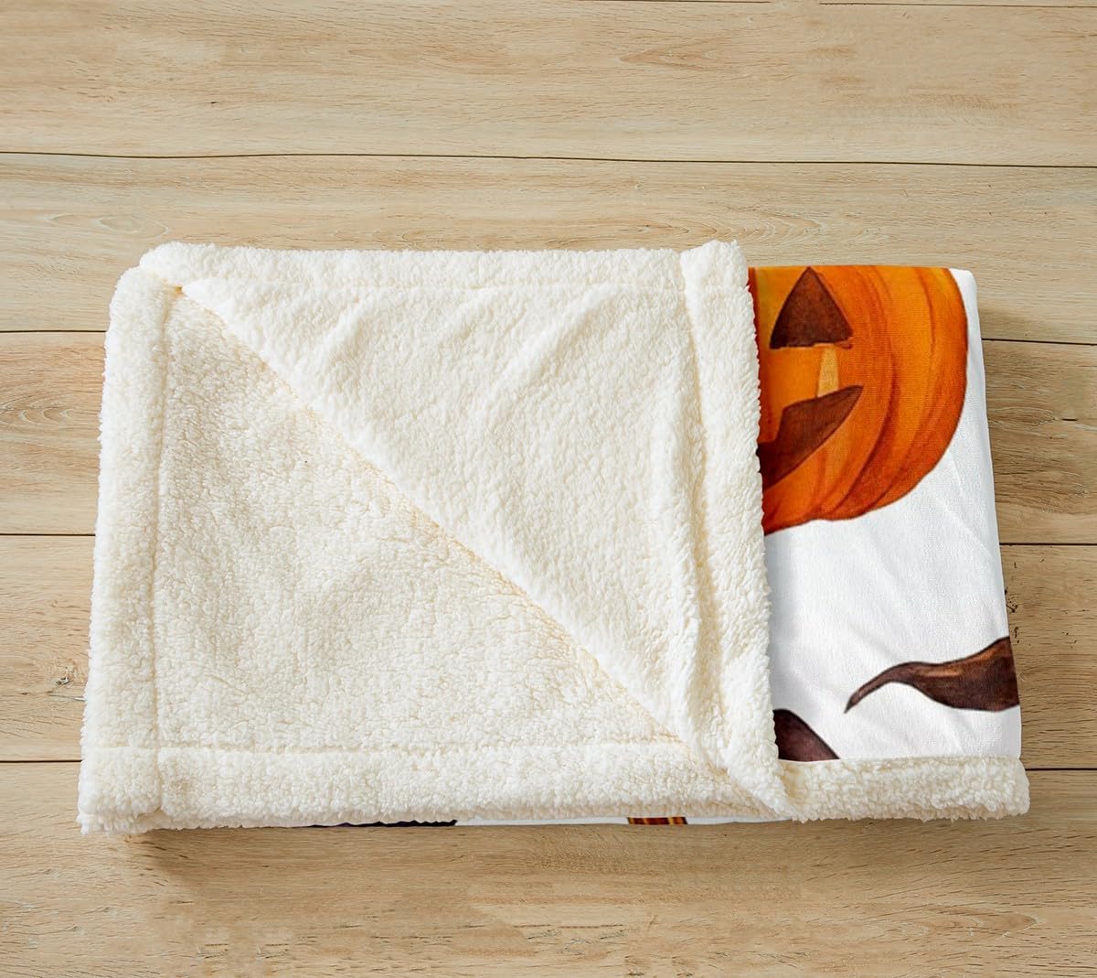 Halloween Decorations Fleece Flannel Throws Pumpkin Bats Throw Blankets Toddlers Teens Adults Halloween Hat Themed Soft Cozy Fleece Blankets Black Orange for Sofa Bed Couch,Throw 50x60 Inches