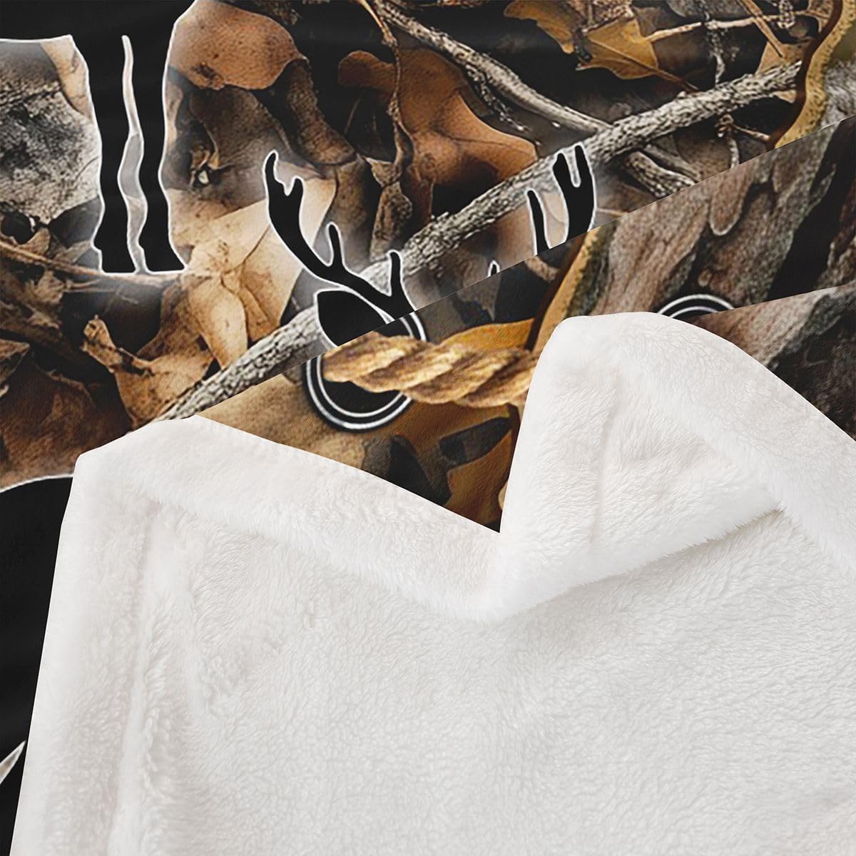 Feelyou Camouflage Sherpa Throw Blanket for Couch Deer Super Soft Cozy Fleece Wild Animal Blanket for Winter, Plush Throw Tree Branch Camo Queen 90"x90" Western Farmhouse All Season