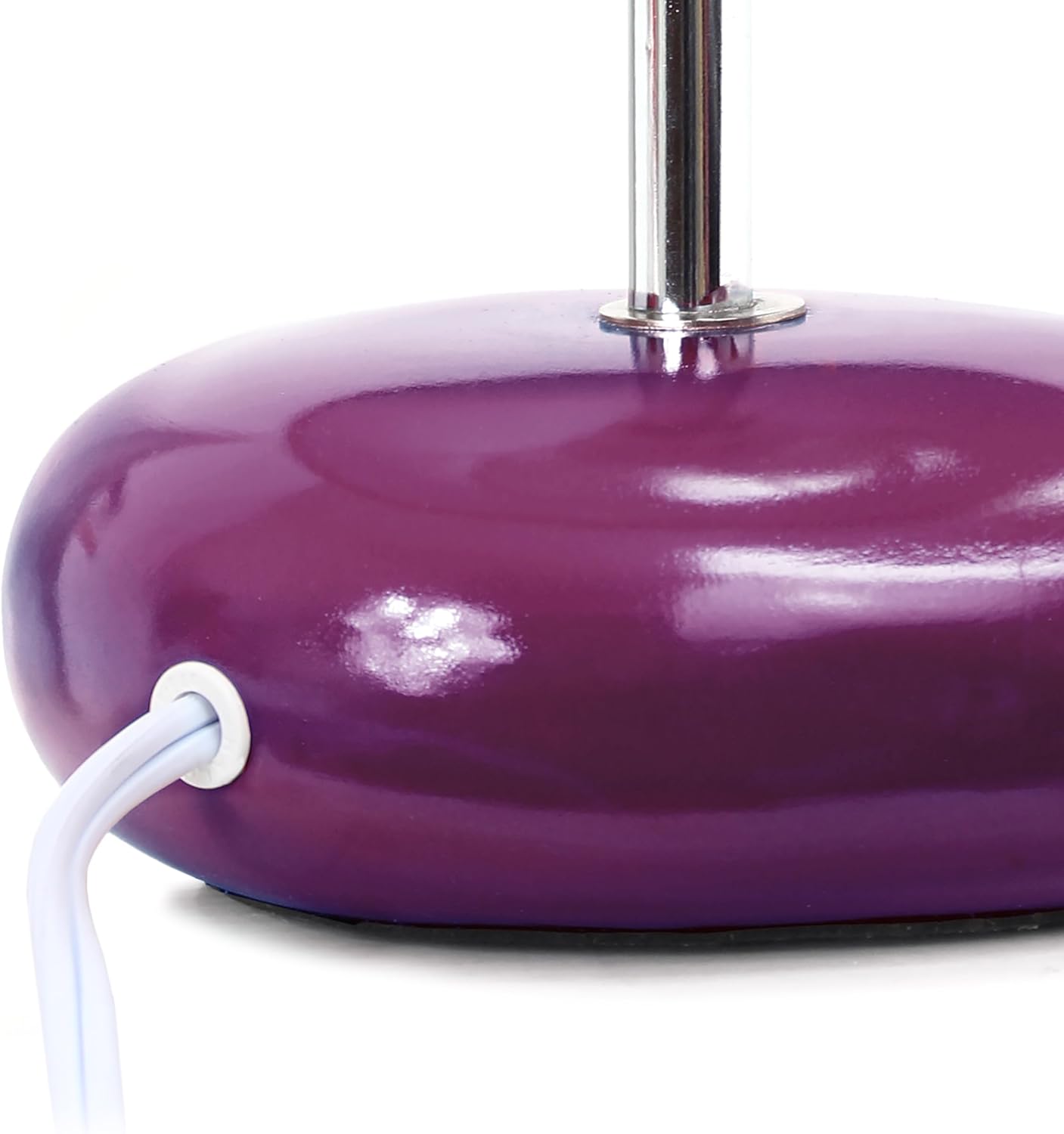 Simple Designs LT1153-PRP Petite Circle Stone Table Lamp for Bedroom, Kids Room, Office, Living Room, Nursery, Reading Nook, Purple