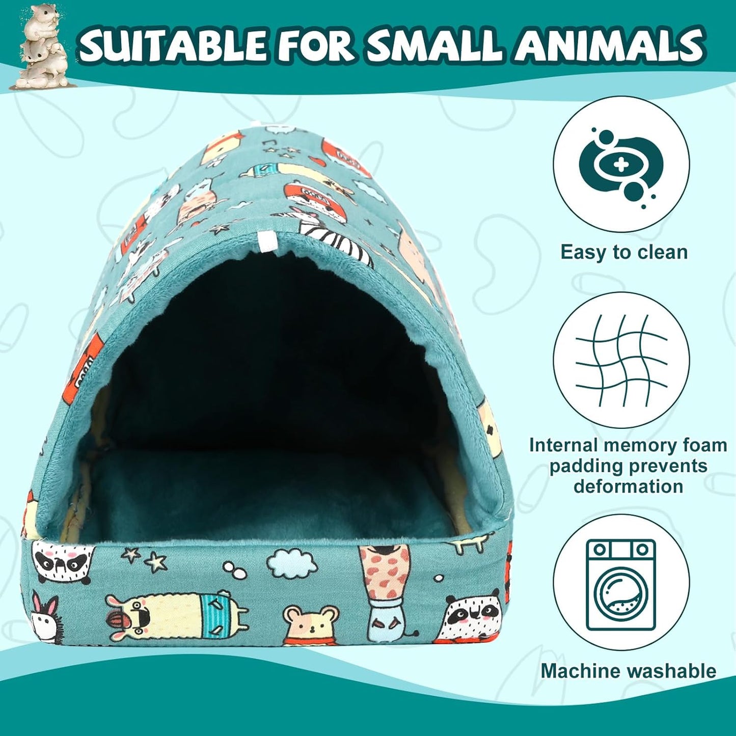 UPINS Guinea Pig Hideout,Guinea Pig Bed Houses Washable Small Animal House Cage Accessories for Dwarf Rabbits Chinchillas Hamsters Hedgehogs Ferrets Bearded Dragons and Rats