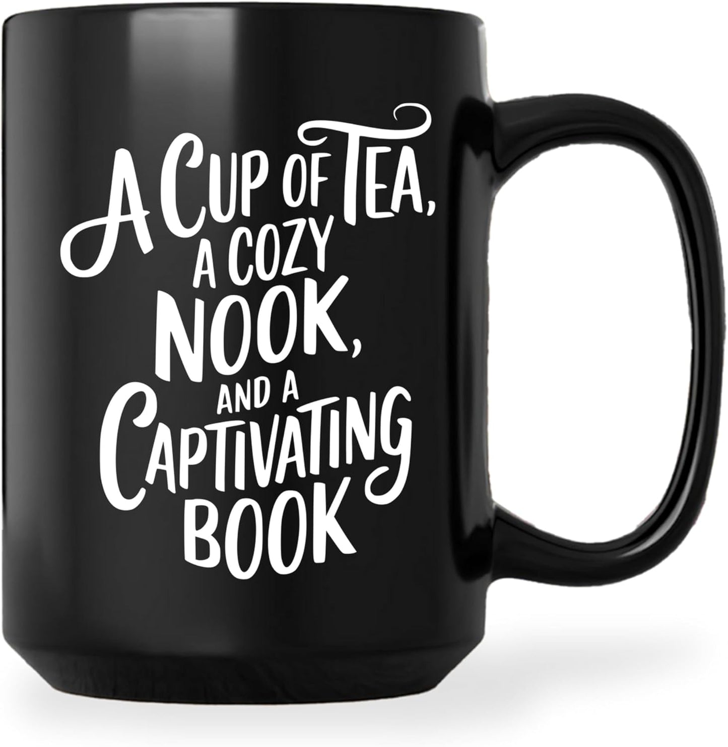Book Lovers Coffee Mug 15oz Black -Tea Nook - Gift for Book Club Bookworm Bookish Reading Nerdy Avid Readers Women