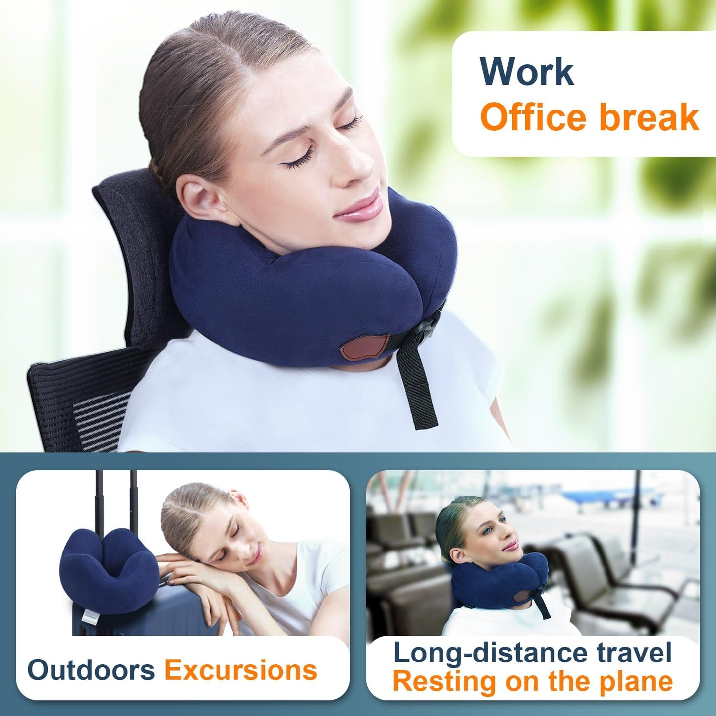 Head Support Travel Pillow - Comfortable, Breathable and Machine Washable. Suitable for Any Sitting Position Head, Neck and Chin Provide Effective Support. Adult