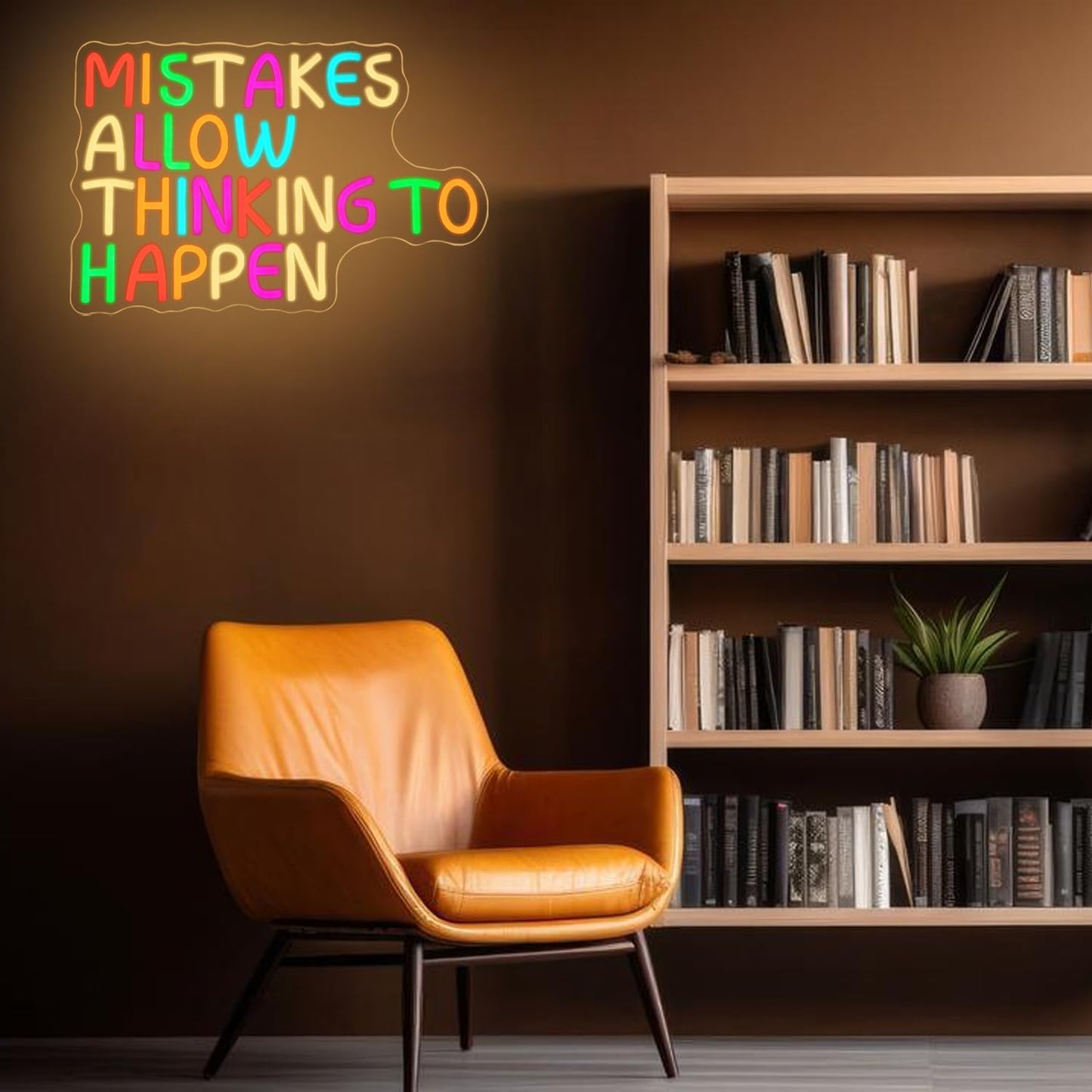 Mistakes Allow Thinking To Happen Neon Sign for Classroom Office Neon Light Colorful Letter Neon Light Sign Sayings Led Neon Lights for Office Classroom Bedroom Library Decoration