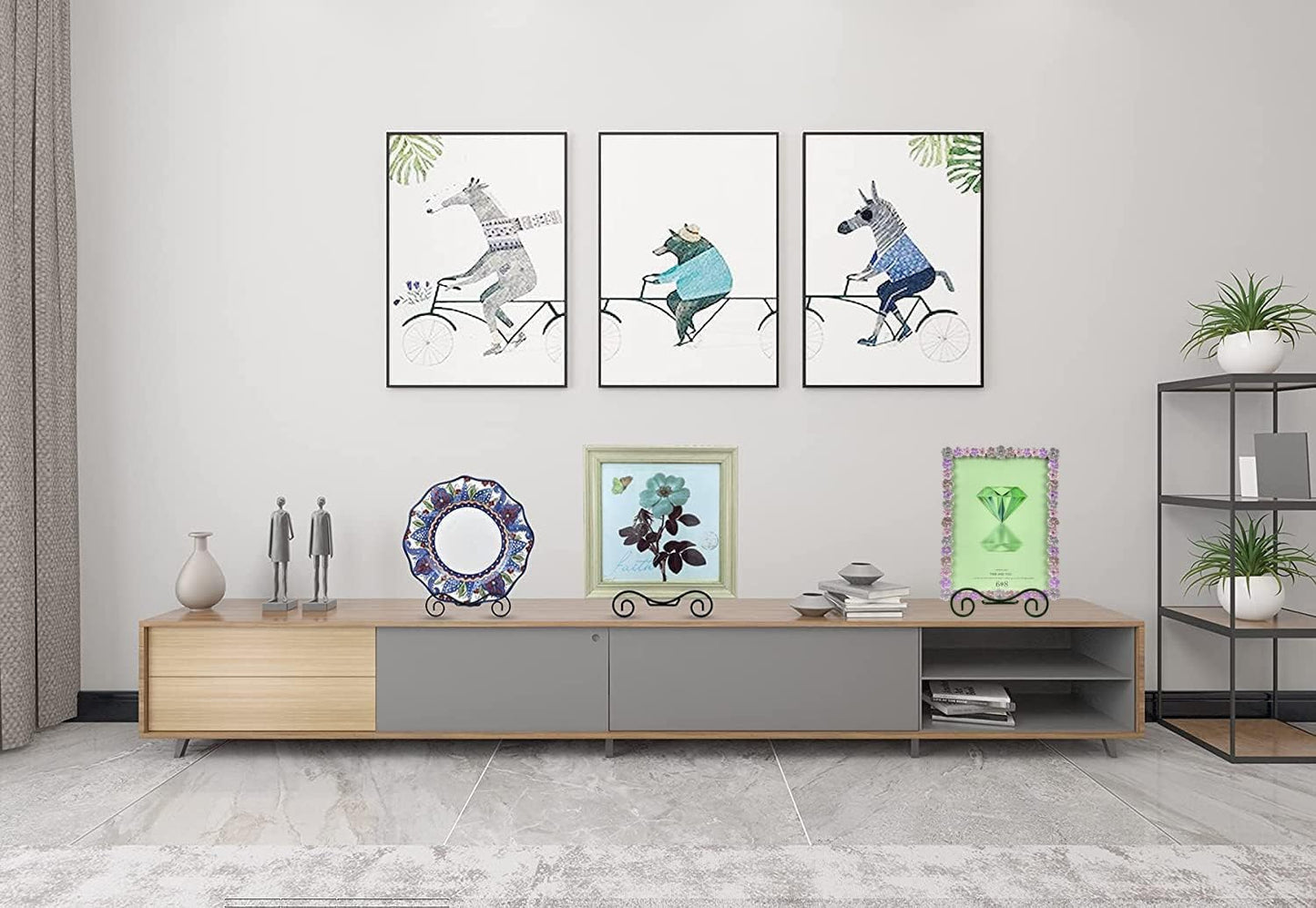 Iron Plate Stand for Display, 12 Inch Display Stand with Adjustable Black Tripod, Plate Holder Display Stand for Picture Easel, Frames, Album, Photo