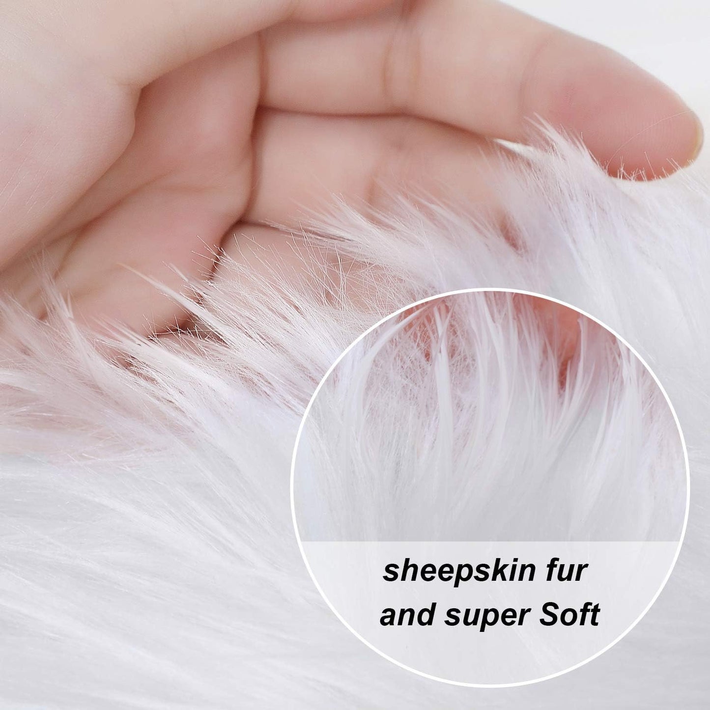 Mudder White Round Rug Faux Fur, 2 ft Circle Floor Area Carpet for Bedroom, Machine Washable Fluffy Shaggy Carpet Seat Cushion, Foot Pad, Background Decoration
