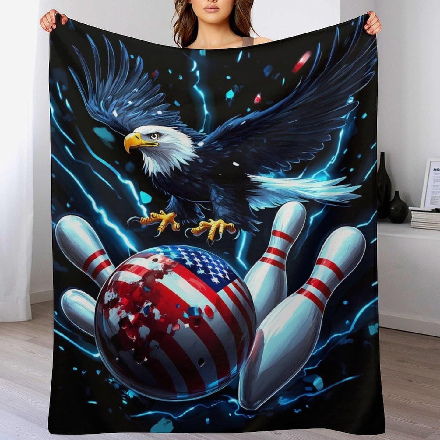 Bowling Animalseagles Throw Blanket for Couch Bed Plush Cozy Fuzzy Flannel Blanket for All Season 55"x70"