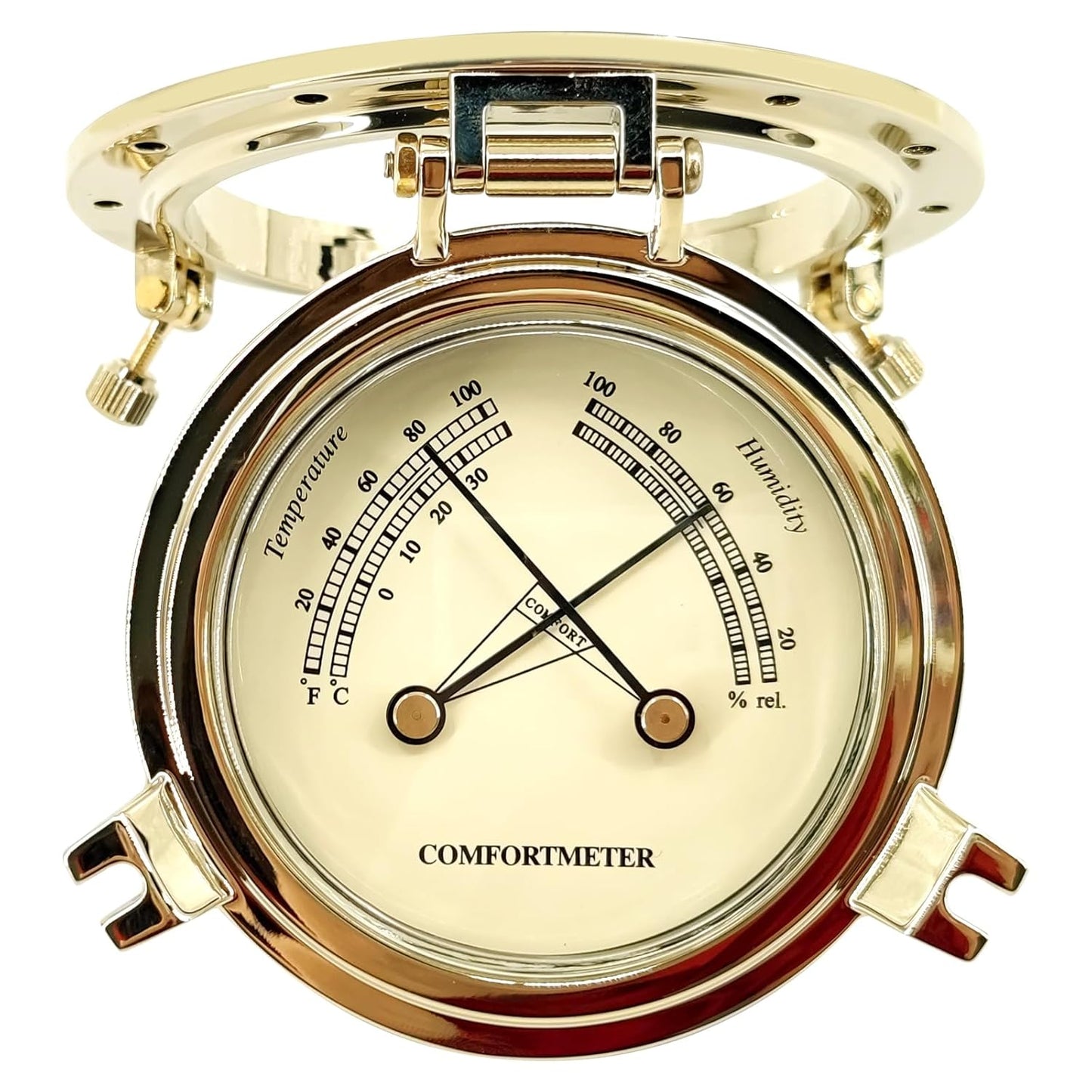THALASSA 3.8" Boat Hygrometer Thermometer Marine Thermo-Hygrometer – Compact, Flush-Mounted Copper Alloy for Boats Yachts & Ships, Ensures Optimal Air Quality & Equipment Protection in Marine