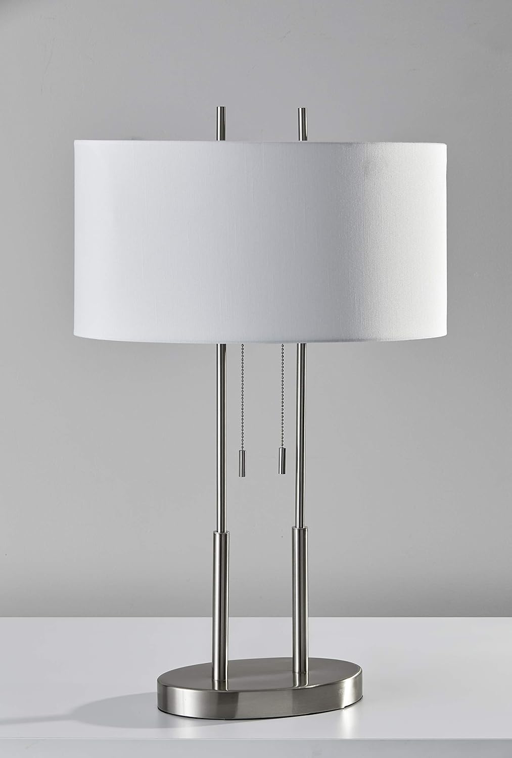 Adesso 4015-22 Duet 27" Table Lamp, Satin Steel, Smart Outlet Compatible