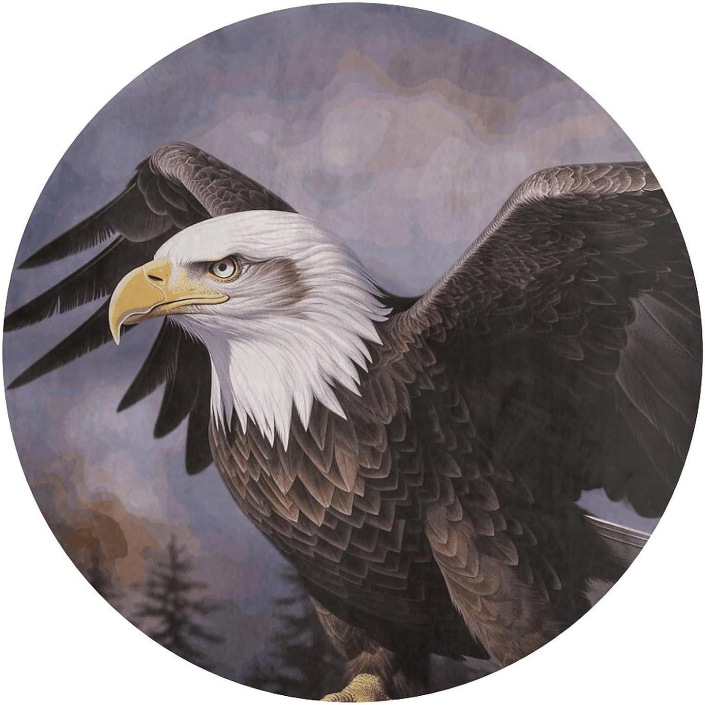 Bald Eagle Circle Rug Retro Luxury Coral Velvet Floor Mat Non Slip Soft Indoor Floor Carpet Comfy Thickened Area Rugs Modern Aesthetic Minimalist Carpets for Home Decor
