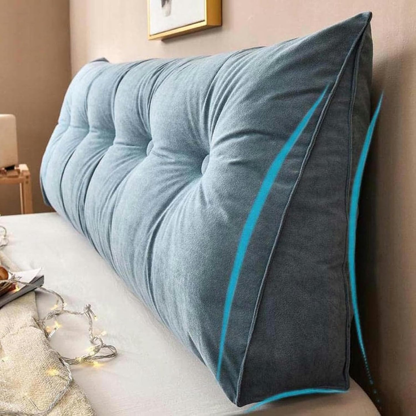 Large Headboard Pillow Triangular Wedge Backrest Positioning Support Bed Rest Reading Pillows Headboard Wedge Pillows with Removable Cover for Day Bed Bunk Bed