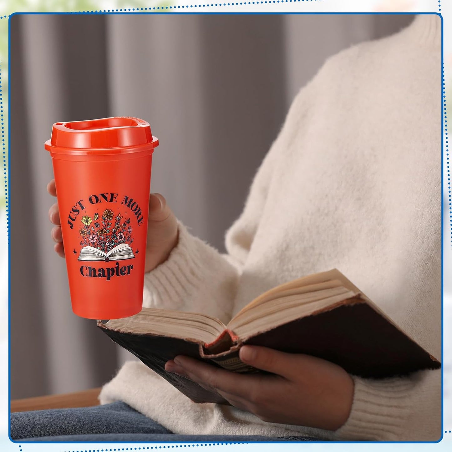 24 Pcs Book Lovers Gifts Bulk, 16oz Library Reading Theme Coffee Cups with Lids, Book Club Appreciation Gifts for Bookish Teacher Students Employee (Multicolored)