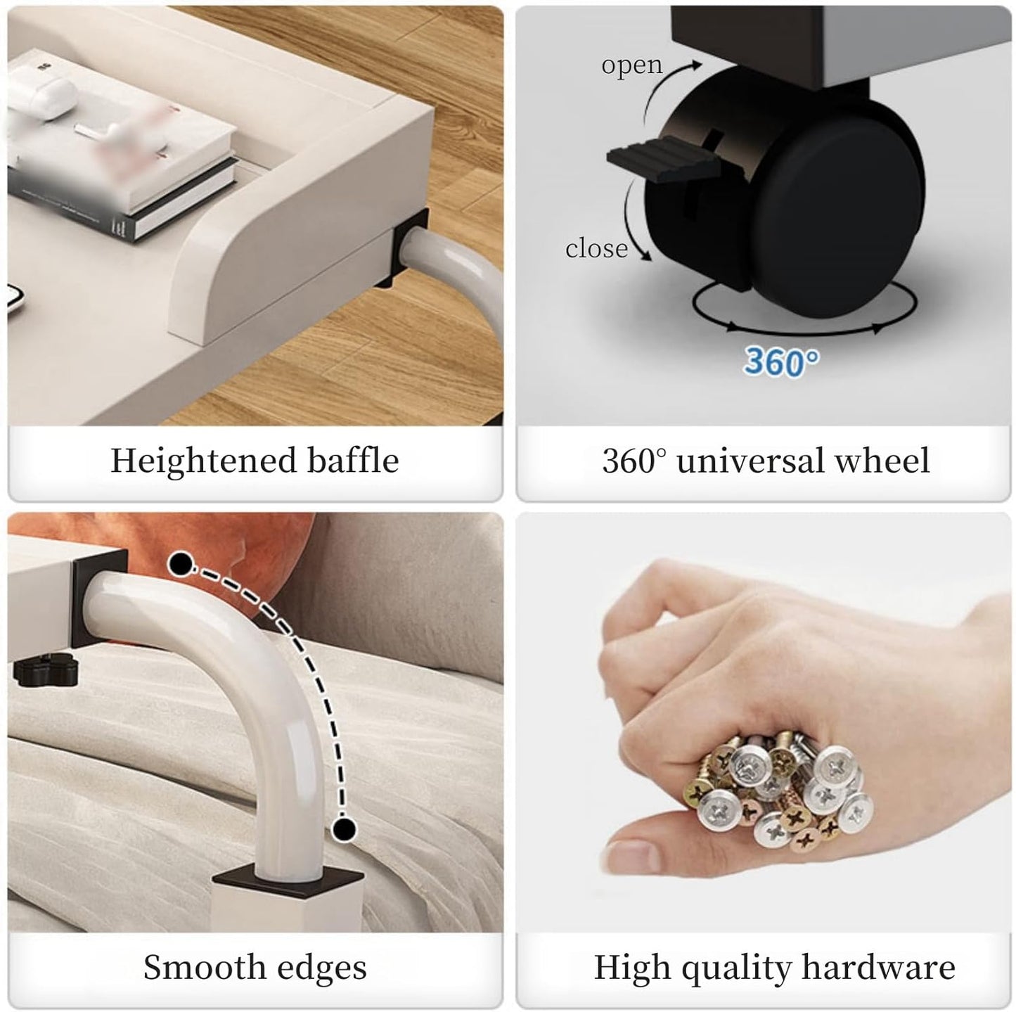 Adjustable Height Overbed Table with Wheels - Perfect Bed Desk for Laptop, Computer, and Reading - Ideal Mobile Desk with Adjustable Wheels - Suitable Over The Bed Table for Home and Hospital Use