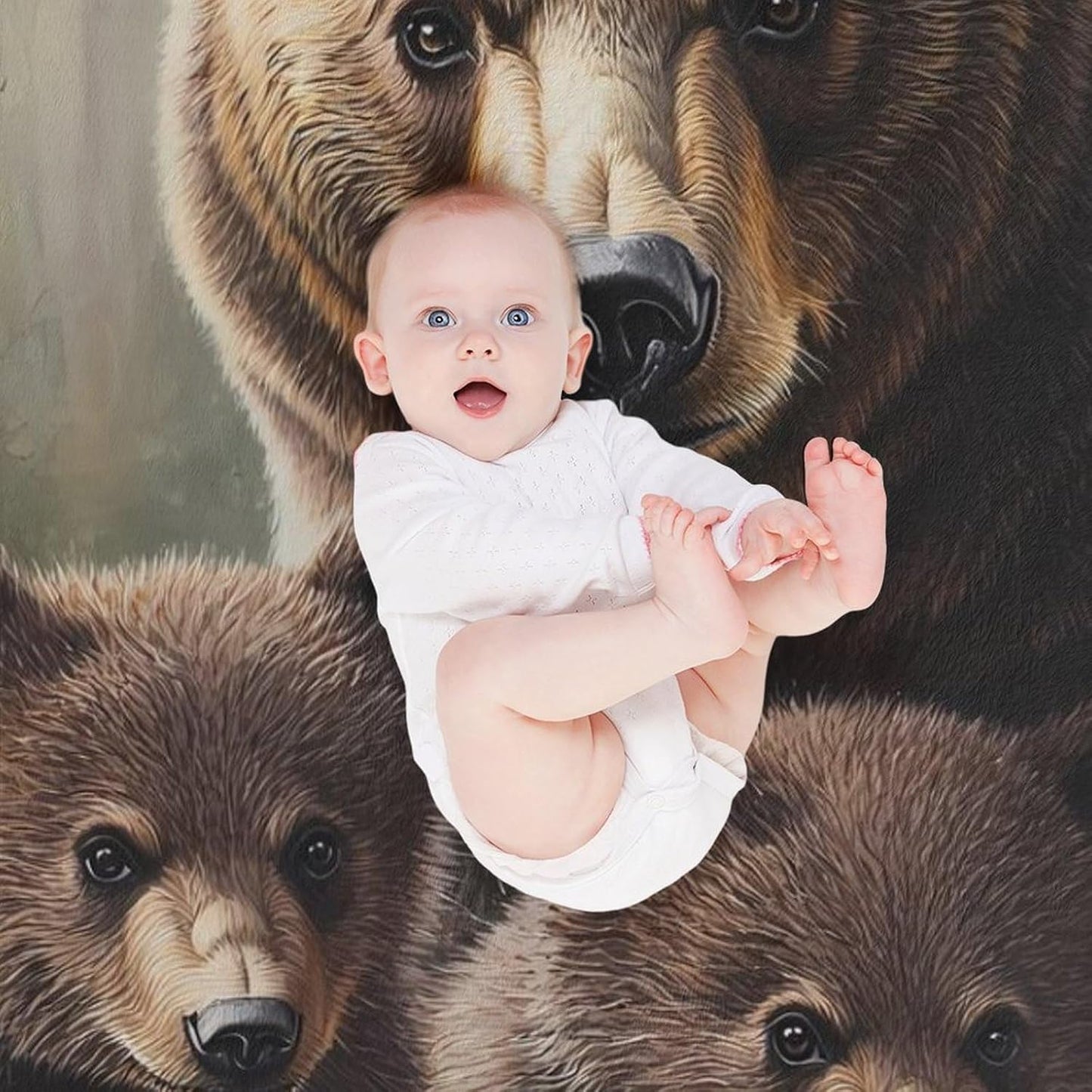 Bear Family Throw Blanket for Couch Bed Plush Cozy Fuzzy Flannel Blanket for All Season 40"x50"