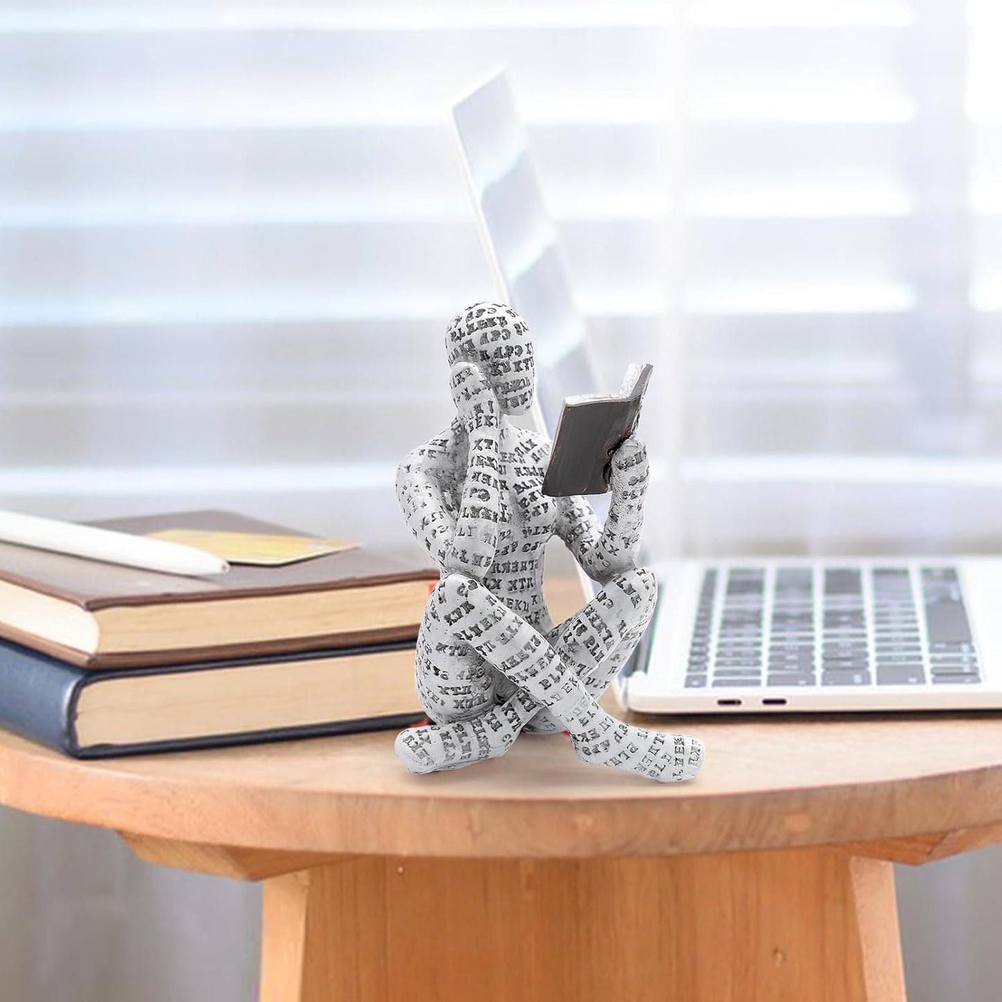 Reading Figurine Bookshelf Decor, Creative Abstract Thinker Statue, Home Office Modern Shelf Desk Book Decoration