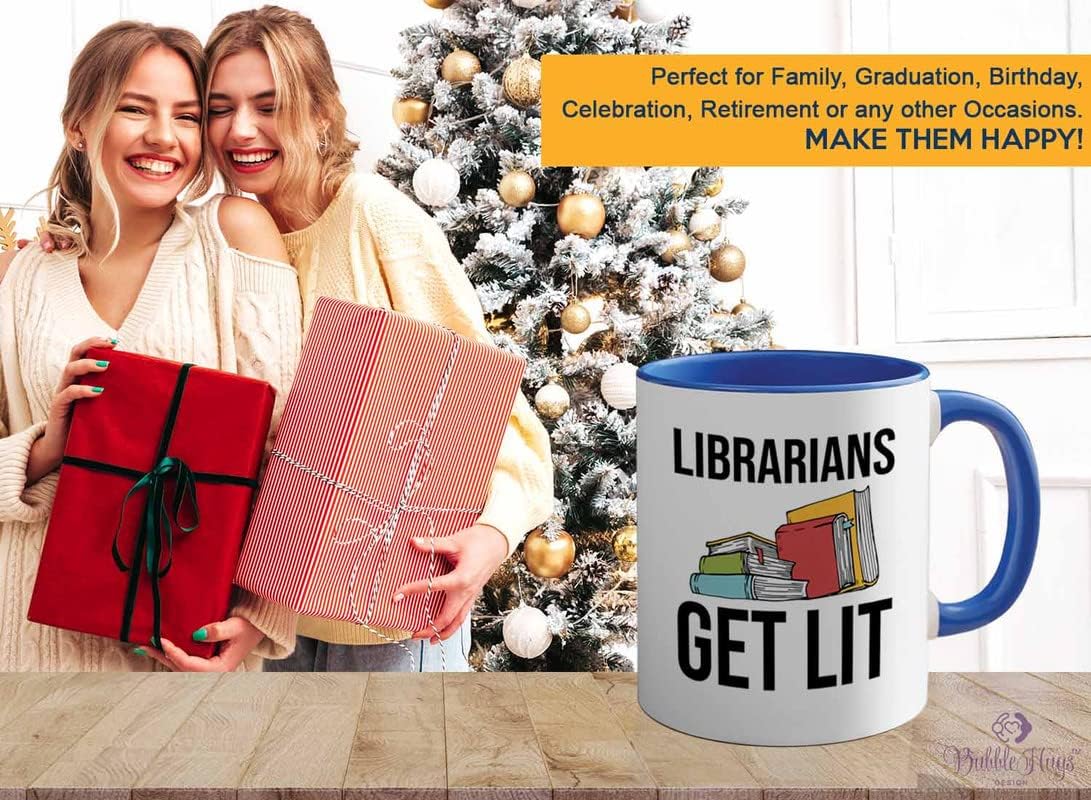 Book Lover 2Tone Blue Mug 11oz - Librarians get lit - Gifts for Book Club Readers Book Nerd Librarians Book Worm Bookish