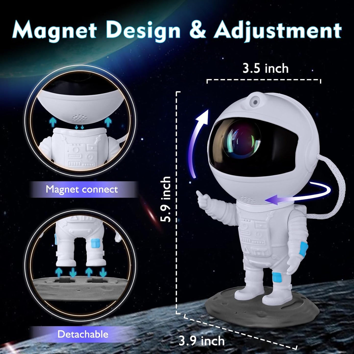 Astronaut Galaxy Projector, Star Projector, Astronaut Light Projector with 8 Colors LED Nebula, Starry Night Light Projector with Remote, Kids Room Decor, Gifts for Kids, Friends, Birthday Game Party