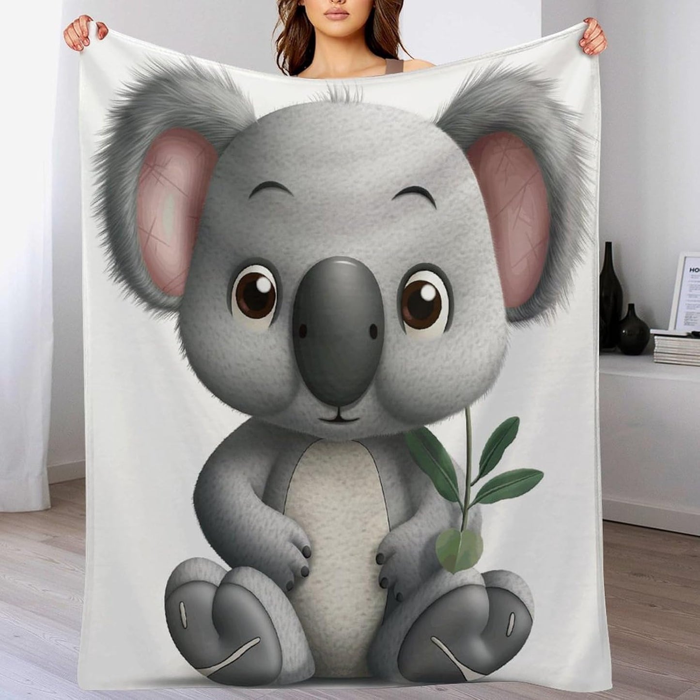 Cartoon Koala Throw Blanket for Couch Super Soft Warm Lightweight Throw Blankets Cozy Flannel Bed Blanket Cute Decorative Blankets for All Seasons Home Decor Gift 60"*80"（150 * 200cm）