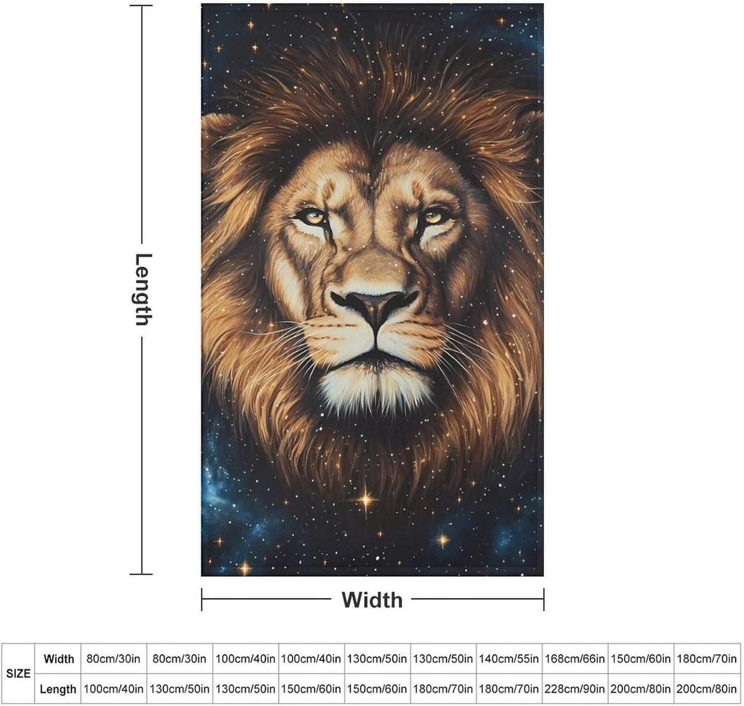 Gold Galaxy Lion Throw Blanket for Couch Bed Plush Cozy Fuzzy Flannel Blanket for All Season 30"x50"
