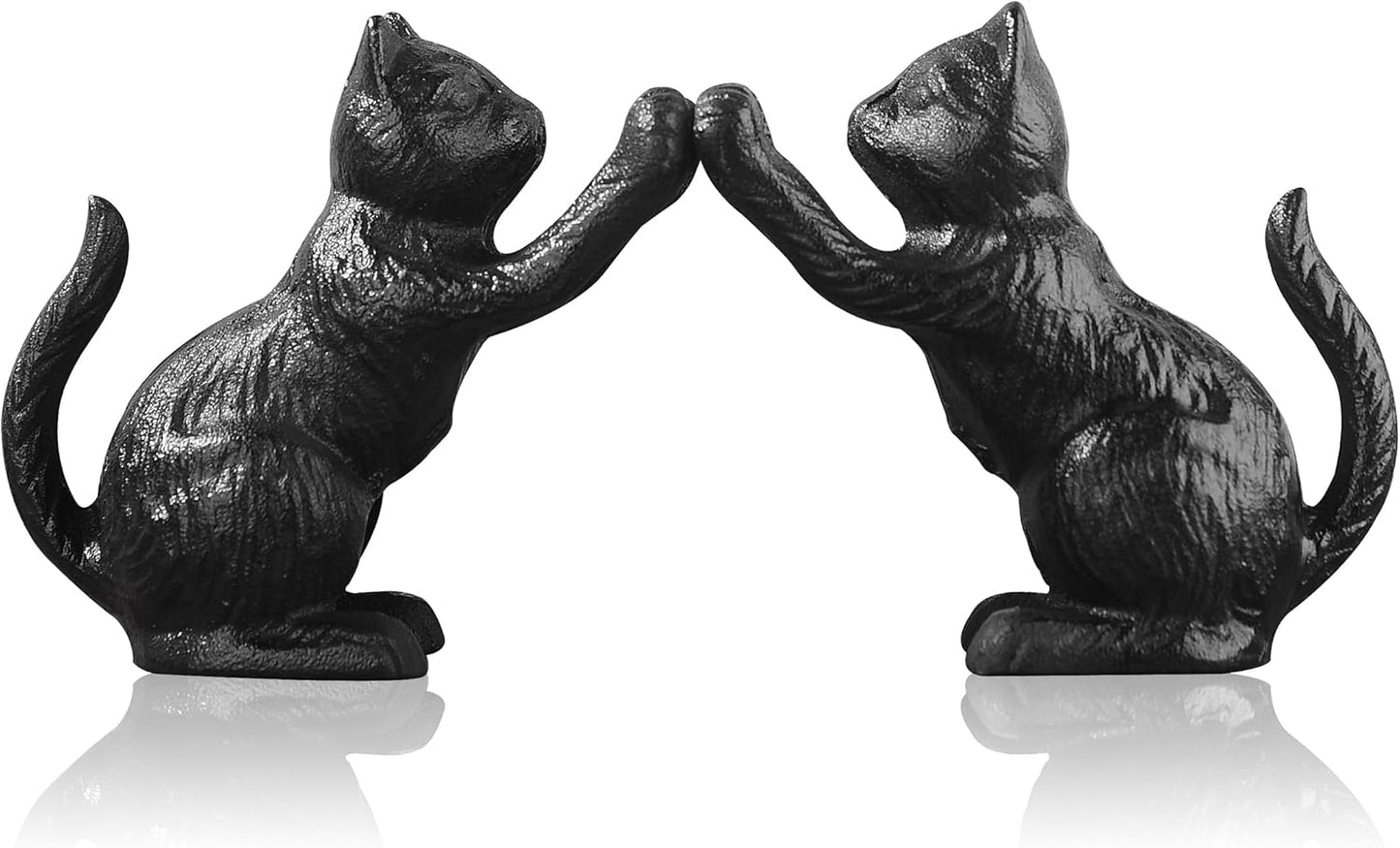Book Ends for Shelves Decorative, Cast Iron Heavy Duty Bookends for Heavy Book, Unique Cute Cat Bookend for Home/Office Decor, Antique Classic Black 2PCS