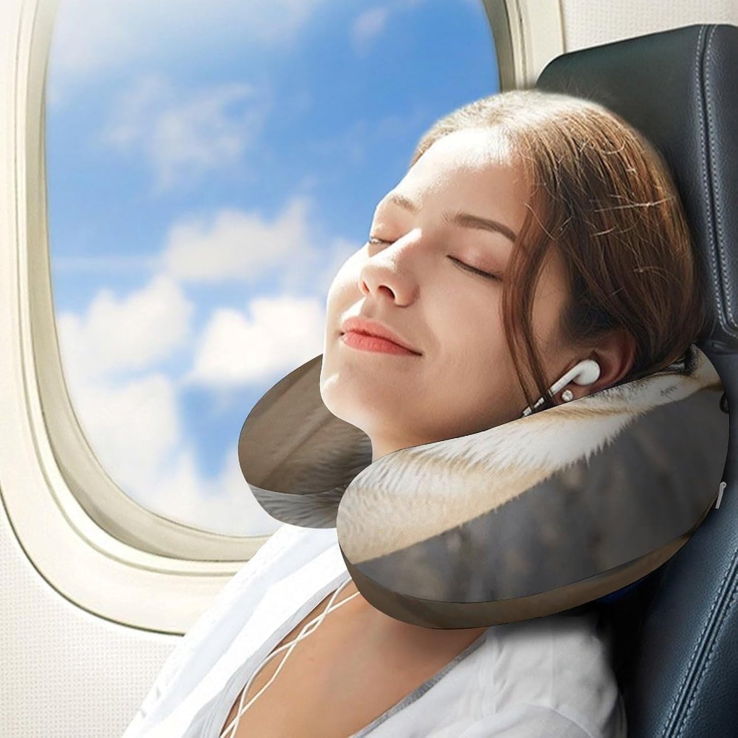 Pug Dog Neck Pillow Memory Foam U Shaped Pillows Portable Pillows for Shoulder Travel Head Support Pillow with Concealed Zipper for Airplane Car Home Office