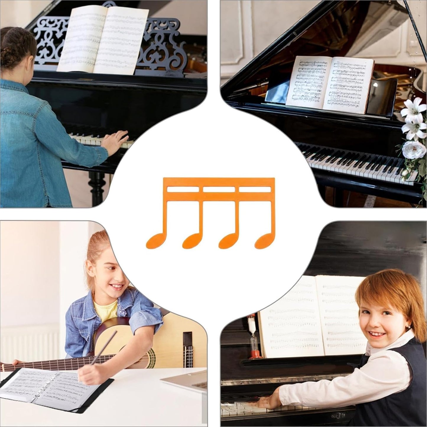 Music Holder for Piano, Non-Slip 3D Printed Clip – Clips for Sheet Music and Bookends – for Pianists, Instrumentalists, Keyboard, Kitchen, Reading Practice, Concerts,