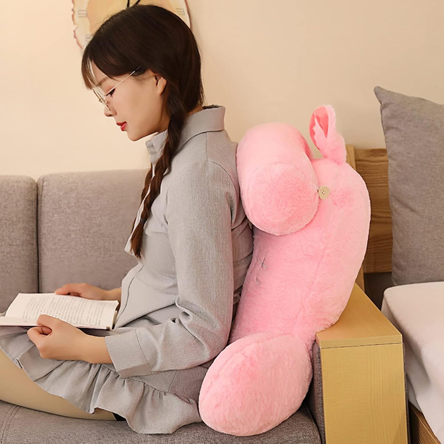 Reading& Bed Rest Pillow with Support Arm, Back Lumbar Support Pillow with Free Neck Pillow, for Adults Reading/Watching TV/Sitting Up in Bed (Color : E)