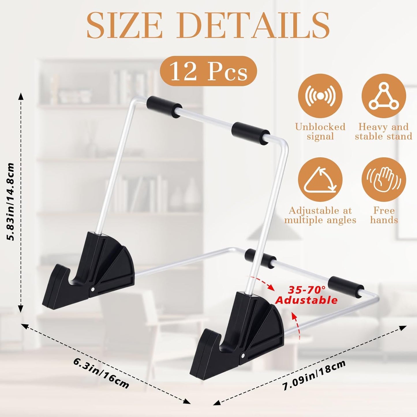 Blulu 12 Pack Adjustable Metal Easel Book Display Stand with Non-Slip 6.5 x 6.1 Plate Stands for Display Portable Tablet Holder for Picture Frame Laptop Phone Frames Photos Magazine