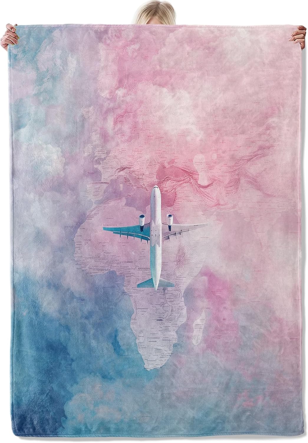 Airplane Travel Throw Blanket Gifts for Women Adults Girls, Soft Fuzzy Warm Cozy Flannel Blankets for Bedroom, Travel, Couch, Home Decor 50x60 in
