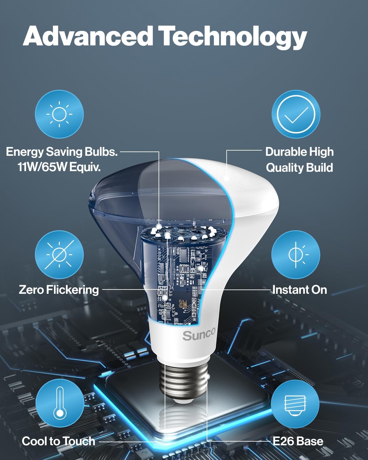 Sunco 12 Pack BR30 Light Bulbs LED, Recessed Can Light Bulbs, Indoor Flood Bulb, 850 LM, 11W (65W Equivalent), 2700K Soft White, Dimmable, E26 Base, for Home, Kitchen, Bedroom UL