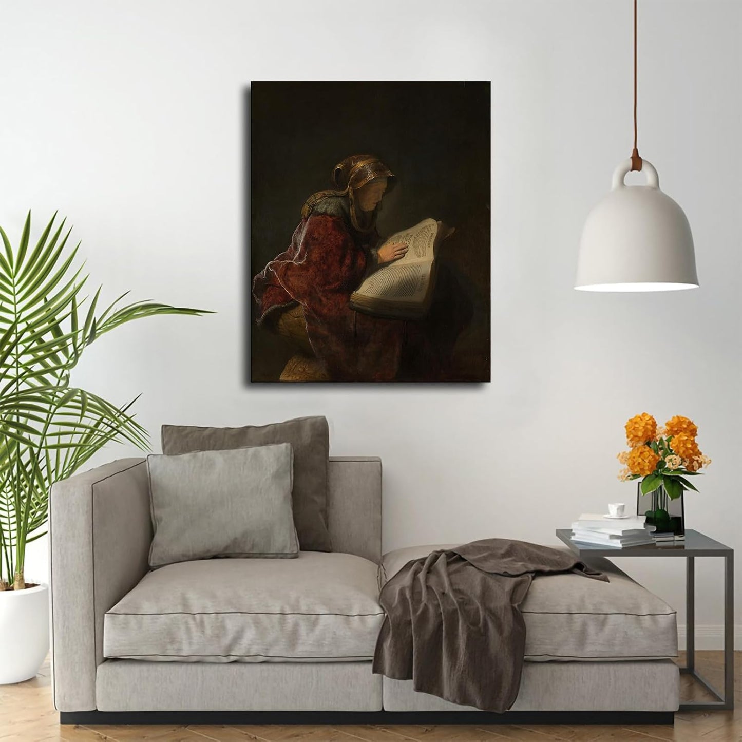 Old Woman Reading Probably The Prophetess Anna Poster Canvas Painting Wall Art Picture Gift Bedroom Home Aesthetic Decoration (Framed,12×16inch)