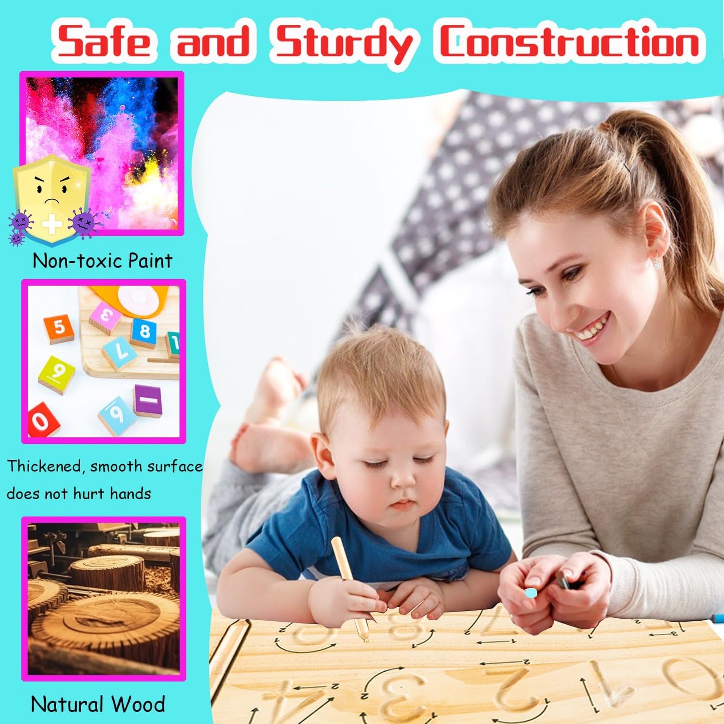 Montessori Toys for 3 4 5 Year Old,Preschool Learning Toys for Toddlers age 2-4,Educational Math manipulatives Number Counting Blocks for Kids,Birthday Christmas Stocking Stuffers for Boys Girls