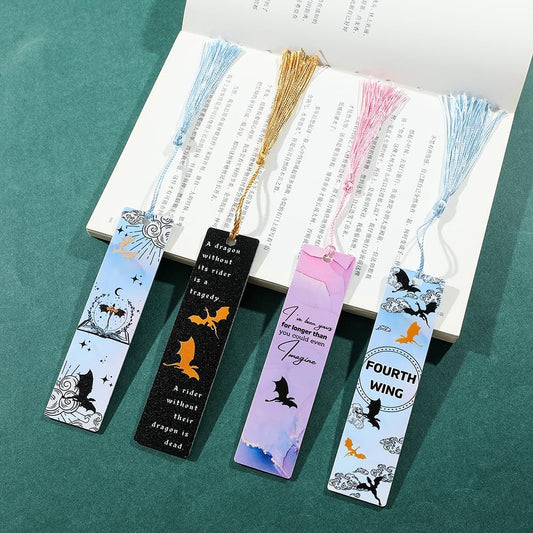 7PCS Fourth Wing Dragon Bookmark Set - Fantasy Dragon Acrylic Bookmarks for 4th Wing Novel Fans Women, Retired, Nurses, Librarians, Tasseled Book Accessories, Page Readers (7PCS-Dragon)