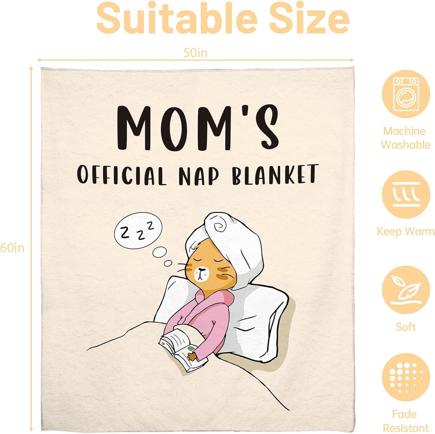 Funny Blanket for Mom Appreciation Gifts for Mommy from Daughter Son Birthday Gifts, Soft Fluffy Throw Blanket Throw for Napping New Moms Gifts