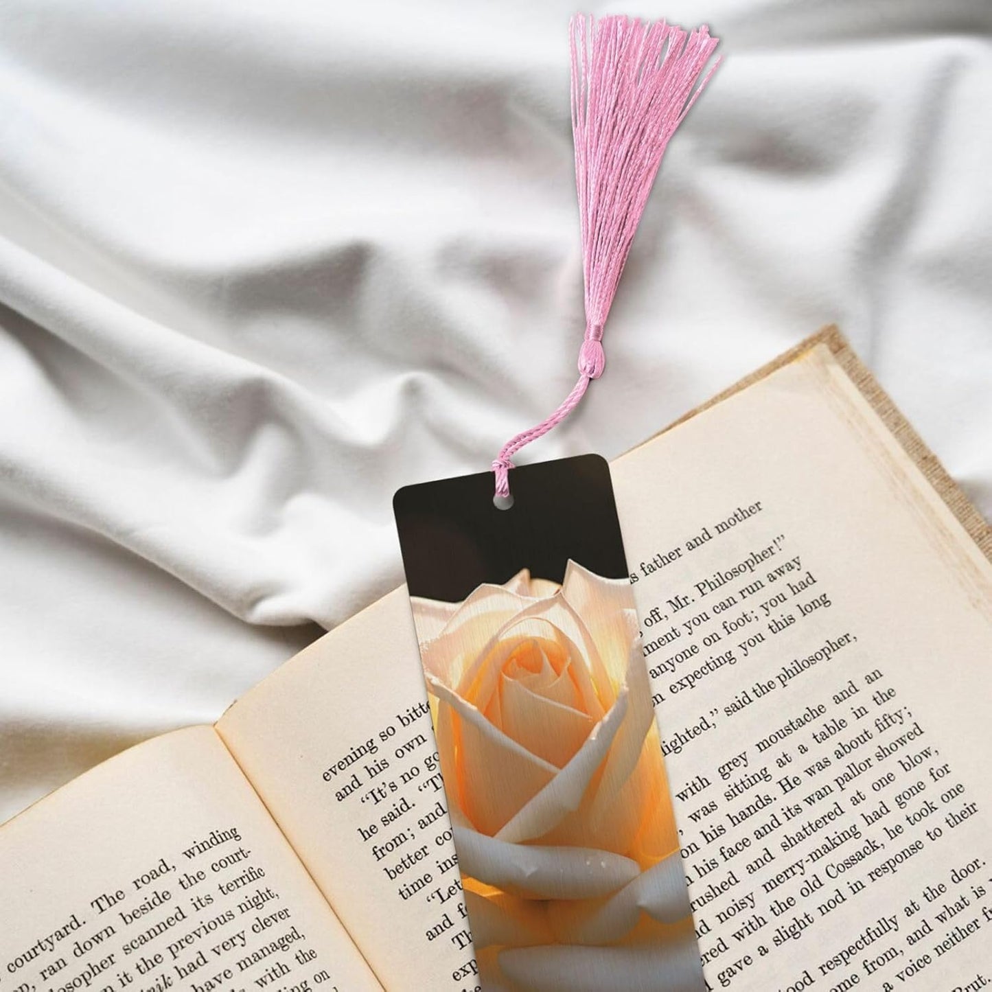 Glow in The Dark Bookmarks Gifts for Women Men, Wooden Bookmarks for Book Lovers, Vintage Book Marks Ornaments with Tassel, Unique Personalized Reading Page Markers Pink