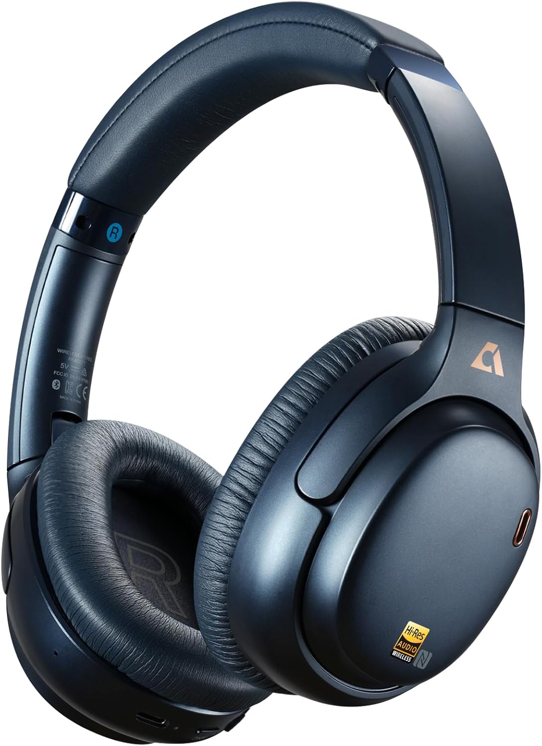 1Mii AI E700 Hybrid Active Noise Cancelling Headphones, Bluetooth Over Ear, Wireless Hi-Res Audio with LDAC & aptX Low Latency for Airplane Travel & Home TV, AI Translation & Custom EQ via APP, Blue