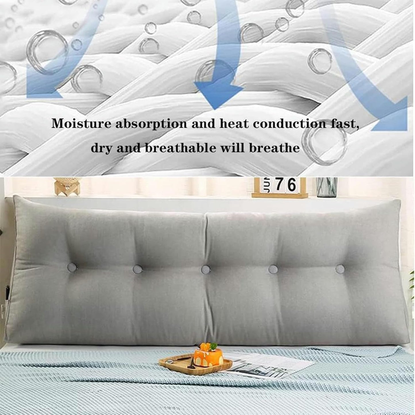 Large Triangular Headboard Long Pillow Solid Color Back Cushion Television Pillow Reading Bolster Wedge Pillow for Sofa Bed Backrest Washable Support Cushion