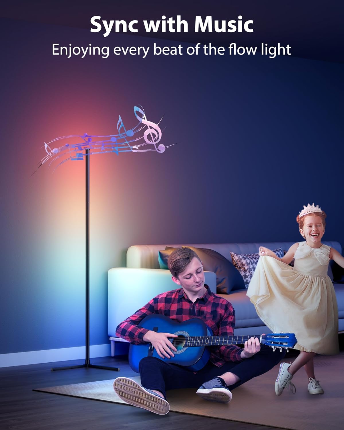 LED Corner Floor Lamp 2 Pack, 65" Tall Smart RGB Floor Lamp with APP and Remote Control, Ambient Lighting Color Changing Standing Lamps with Music Sync and Timing for Living Room, Bedroom, Gaming Room