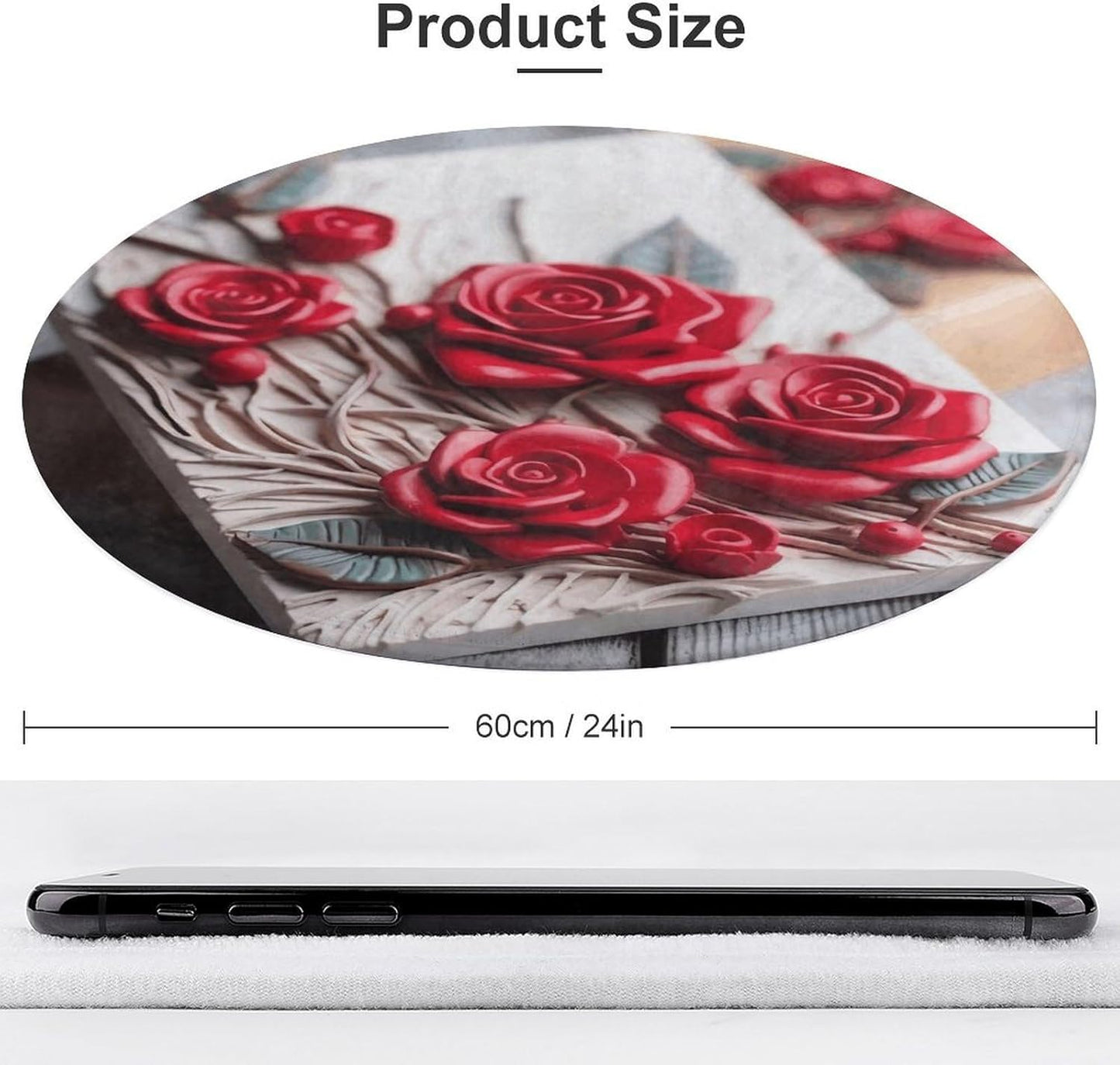 Roses on Wooden Board Circle Rug Retro Luxury Coral Velvet Floor Mat Non Slip Soft Indoor Floor Carpet Comfy Thickened Area Rugs Modern Aesthetic Minimalist Carpets for Home Decor