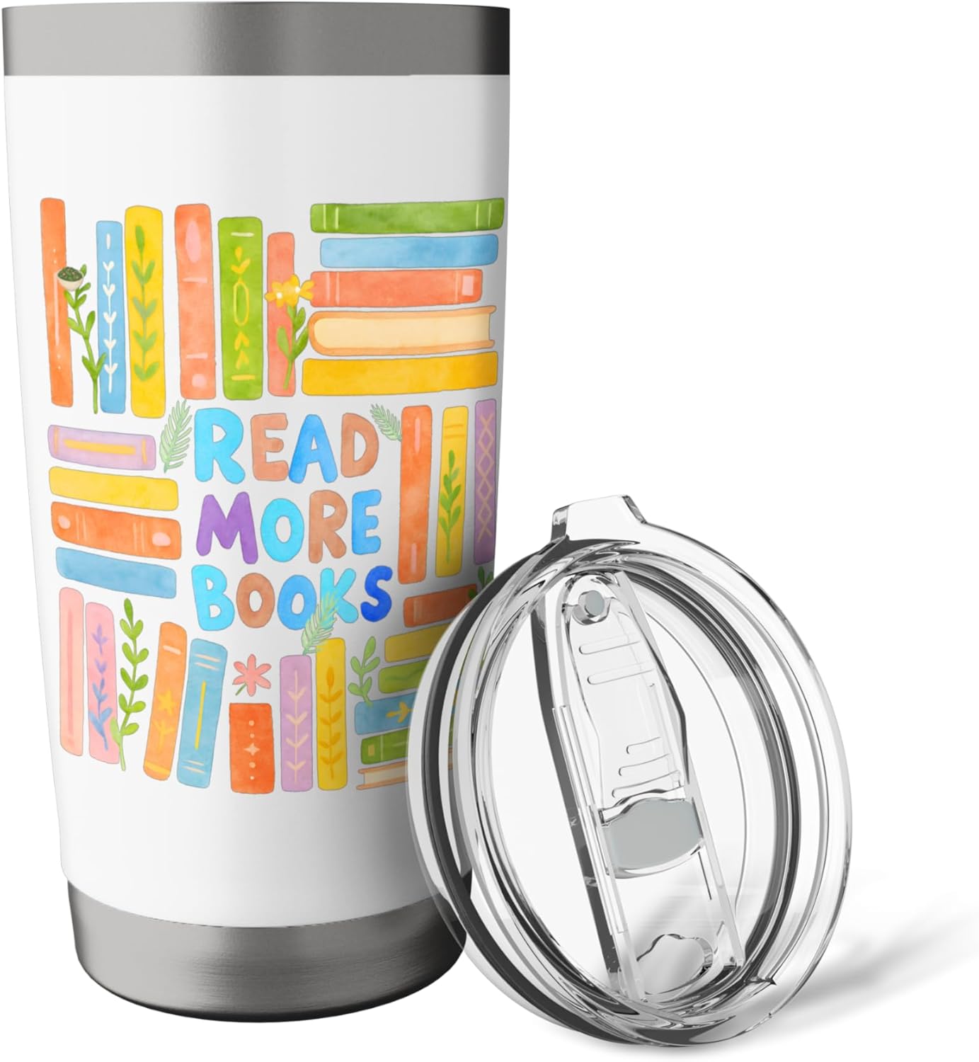 Read More Books | Colorful Watercolor Reader Design Stainless Steel Insulated Tumbler