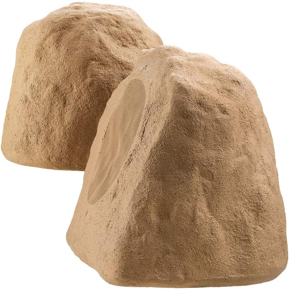 OSD Audio 8" Wireless Bluetooth Outdoor Rock Speaker Sandstone Canyon Brown Pair IP67 Power Supply BTR805