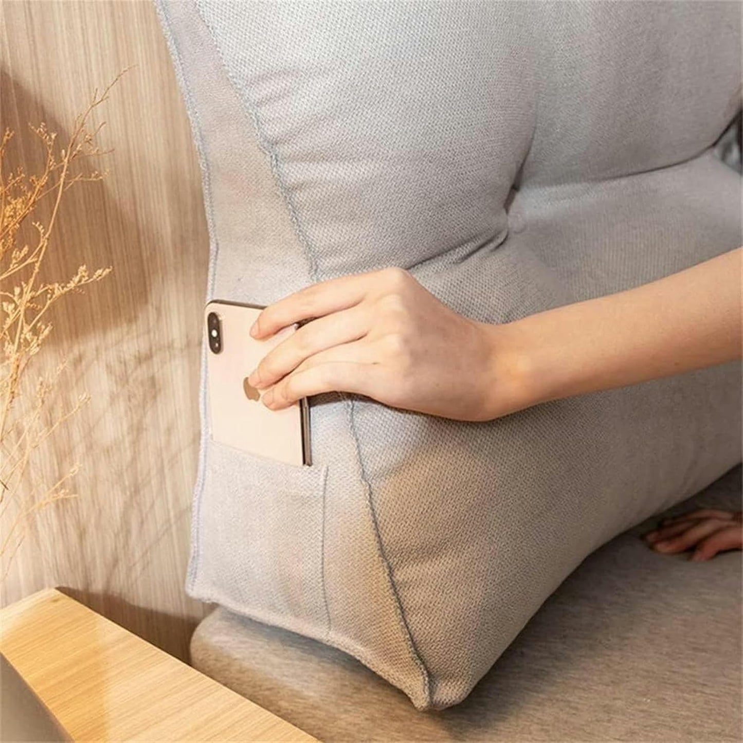 Large Triangular Bed Rest, Removable Wedge Headboard Pillow Reading Daybed Bolster Lumbar Cushion Positioning Support Pillow Bed Rest Pillows(Green,60 * 20 * 50cm)
