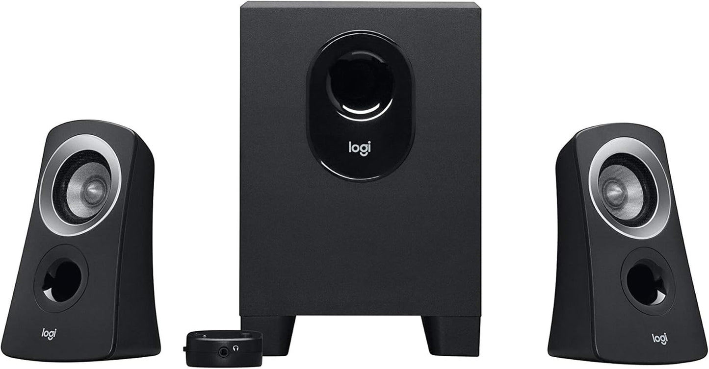 Logitech Z313 2.1 Multimedia Speaker System with Subwoofer, Full Range Audio, 50 Watts Peak Power, Strong Bass, 3.5mm Audio Inputs, PC/PS4/Xbox/TV/Smartphone/Tablet/Music Player - Black