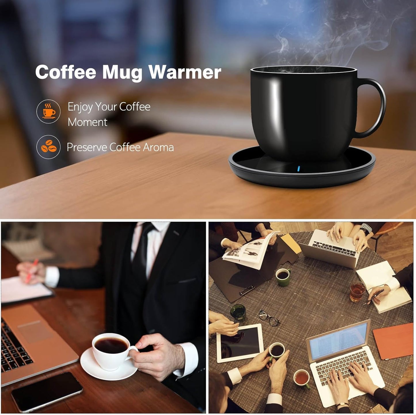 Jisile Candle Warmer, Coffee Mug Warmer, Coffee Cup Warmer with Pressure-Induced Auto ON/Off, Beverage Warmer Plate for Milk Tea, Coffee Accessories for Home Office Desk