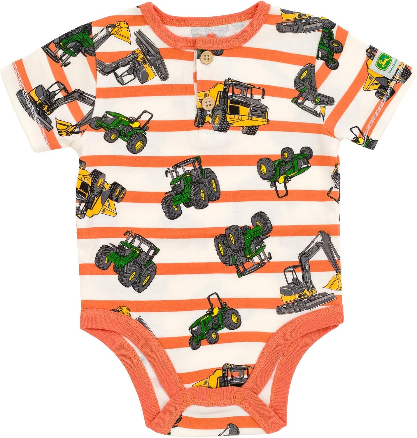 John Deere Farm Animals Tractor Truck Baby 5 Pack Short Sleeve Bodysuits Newborn to Infant Sizes (Newborn - 24 Months)